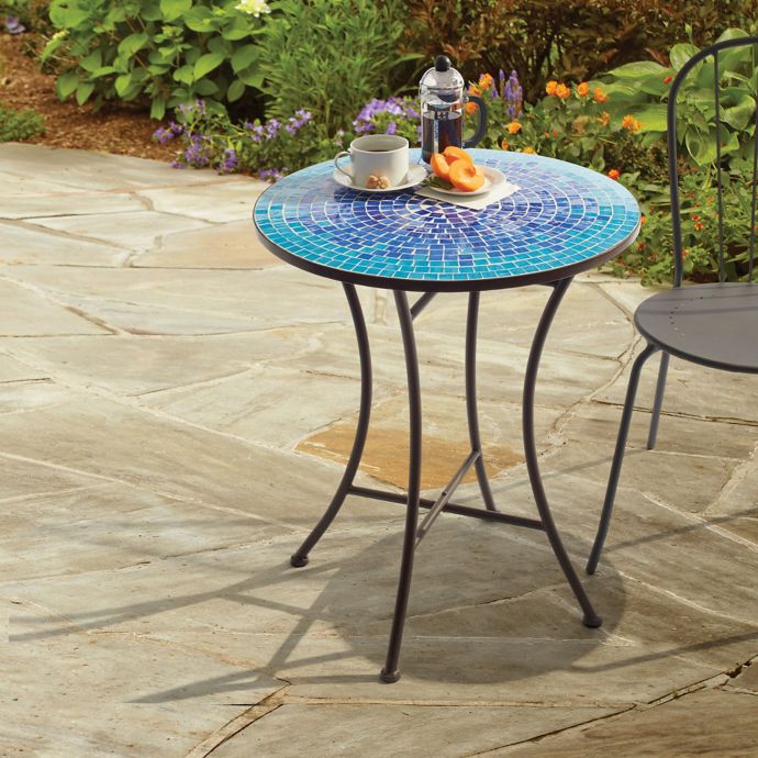 Outdoor Mosaic Bistro Table in Blue | Bed Bath & Beyond