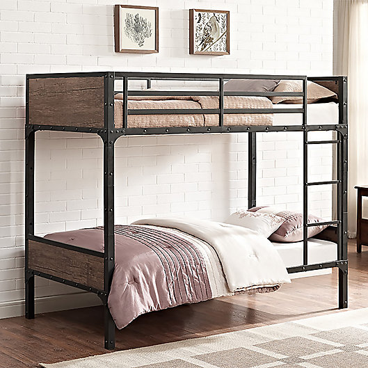 Alternate image 1 for Forest Gate Rustic Industrial Twin-Over-Twin Bunk Bed in Brown