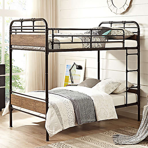 Forest Gate Rustic Industrial Twin Over, Red Metal Bunk Bed Twin Overhead