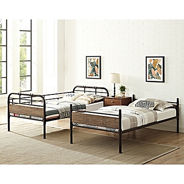 Forest Gate Rustic Industrial Twin-Over-Twin Bunk Bed in Black. View a larger version of this product image.
