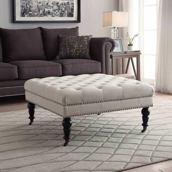 Linon Home Isabelle Square Tufted Ottoman Bed Bath Beyond