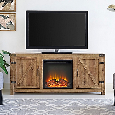 Forest Gate Wheatland 58 Inch Barn Door Electric Fireplace TV Stand in Barnwood. View a larger version of this product image.