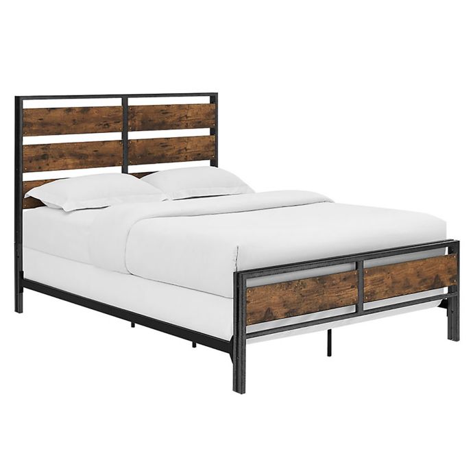 Forest Gate Holter Industrial Modern Queen Metal Wood Plank Bed Bed Bath Beyond
