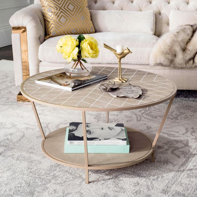 Safavieh Brielle Shagreen Round Coffee Table in Beige | Bed Bath & Beyond