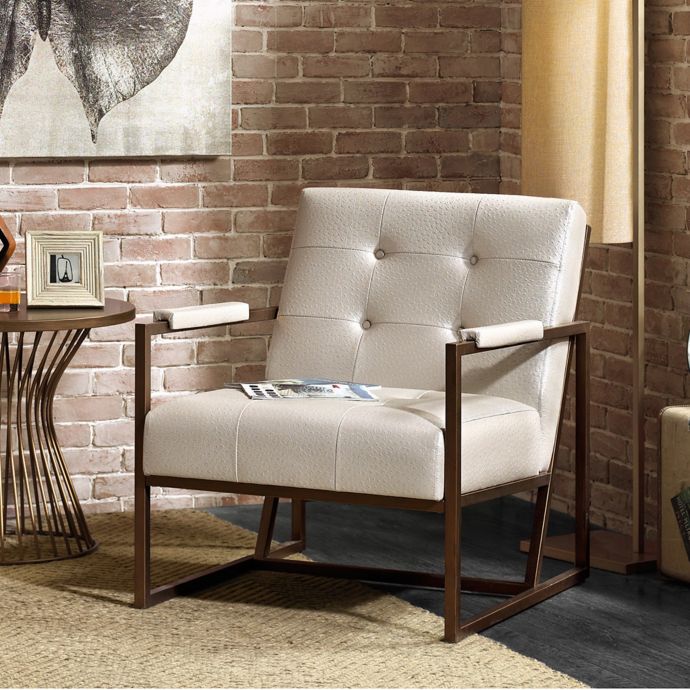 Inkivy Waldorf Lounge Chair In Whitebronze Bed Bath And Beyond