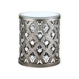 Madison Park Arian Accent Drum Table in Silver