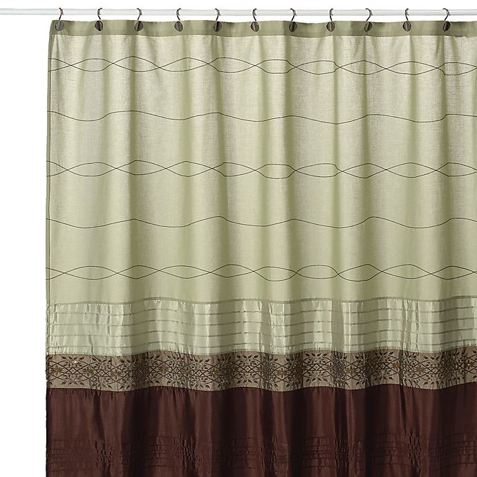 Alternate image 1 for KAS Romana Green Fabric Shower Curtain