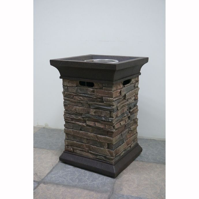 Bond Summit Stone Square Column Gas Fire Pit In Beige Bed Bath