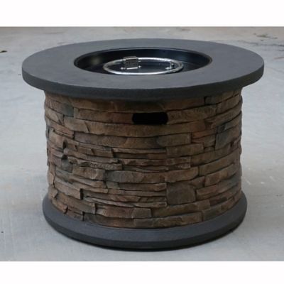 Bond Summit Stone Round Column Gas Fire Pit In Beige 34613501234