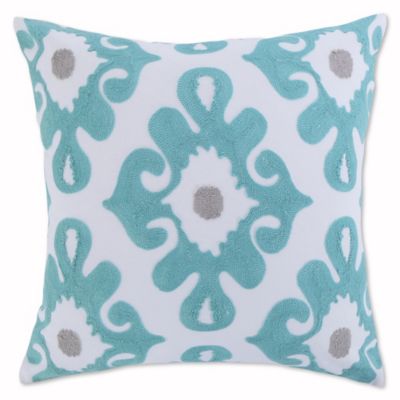 teal and white throw pillows