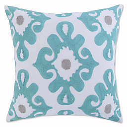 Levtex Home Elia Embroidered Medallion Throw Pillow in Teal/White