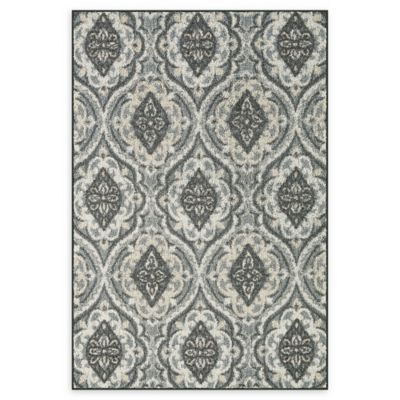 Maples Rugs Pelham 1'8 x 2'10 Damask Pattern Accent Rug Grey/Blue for sale online 