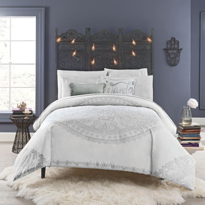 8pc queen medallion comforter set indigo