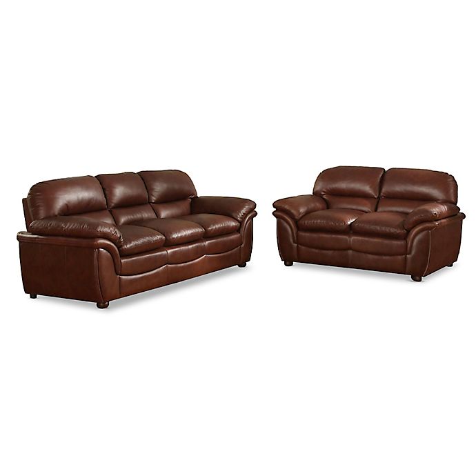 Baxton Studio Redding Leather Sofa, Overstuffed Leather Sofa