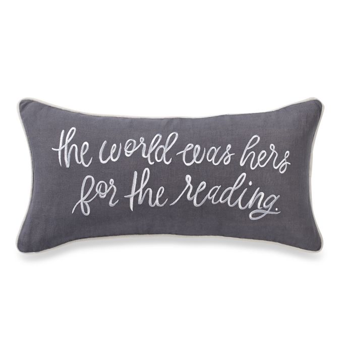 kate spade new york Brushstroke Garden World Oblong Throw Pillow in Charcoal | Bed Bath and