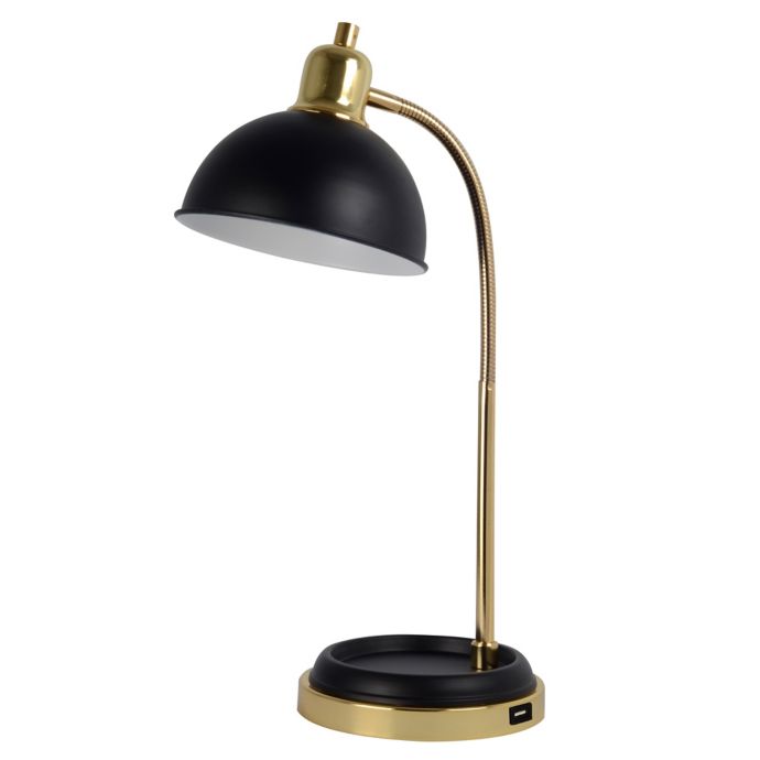 Studio 3B™ Gooseneck Bedside Table Lamp with USB Port and Metal Shade | Bed Bath & Beyond