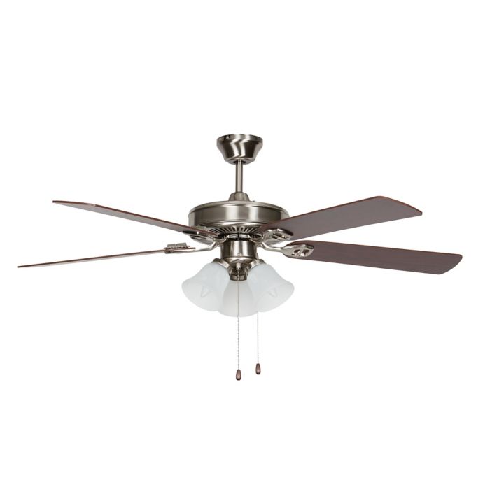 Concord Heritage Series 52 Inch 3 Light Easy Hang Ceiling Fan In Stainless Steel