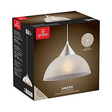 Globe Electric Amaris 1-Light Plug-In Hanging Pendant in White. View a larger version of this product image.