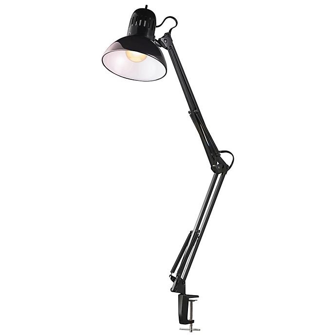 Globe Electric Architect Swing Arm Clamp On Led Desk Lamp In Black