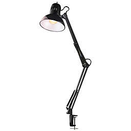 Globe Electric Architect Swing Arm Clamp-On LED Desk Lamp in Black