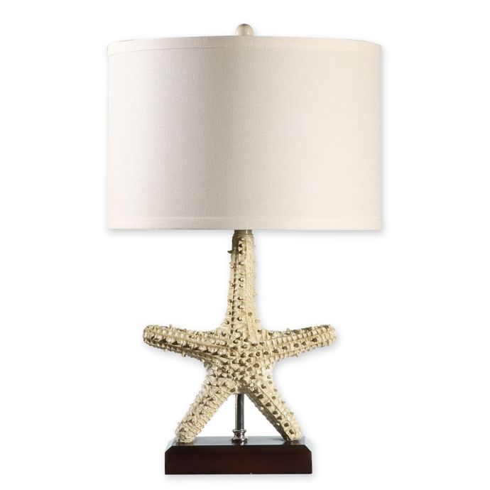 Tropical Starfish Table Lamp in Natural with White Fabric ...