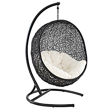 Modway Encase Patio Stand-Alone Swing Chair in Espresso/White. View a larger version of this product image.