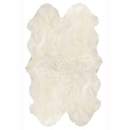 Natural 100%  New Zealand Sheepskin 3-Foot 8-Inch x 6-Foot Area Rug in White