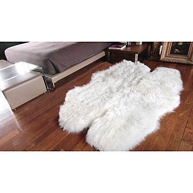 Natural 100%  New Zealand Sheepskin 3-Foot 8-Inch x 6-Foot Area Rug in White. View a larger version of this product image.