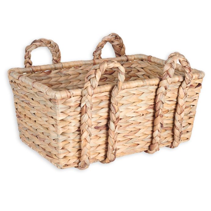 Household Essentials® Large Wicker Basket with Braided Handles in
