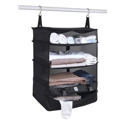 suitcase with collapsible shelves