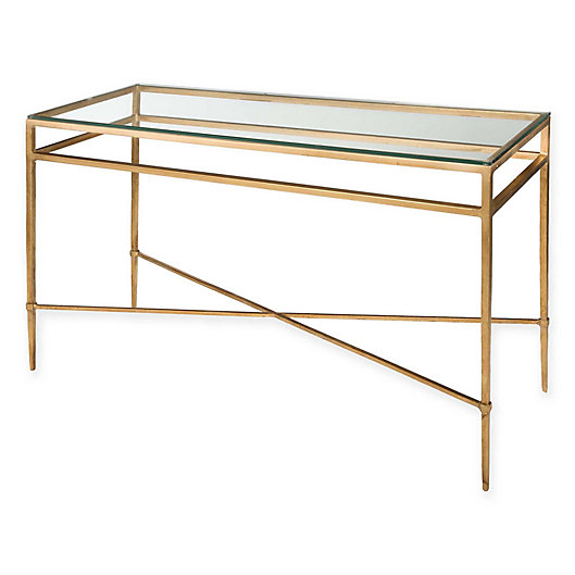 Alternate image 1 for Safavieh Couture Baumgarten Glass Console Table in Antique Gold