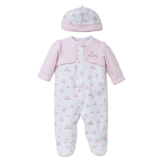 Alternate image 1 for Little Me® Preemie 2-Piece Baby Bunnies Footie with Faux Jacket and Hat Set