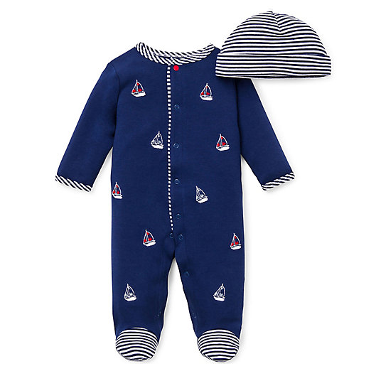 Alternate image 1 for Little Me® Preemie 2-Piece Sailboats Footie and Hat Set