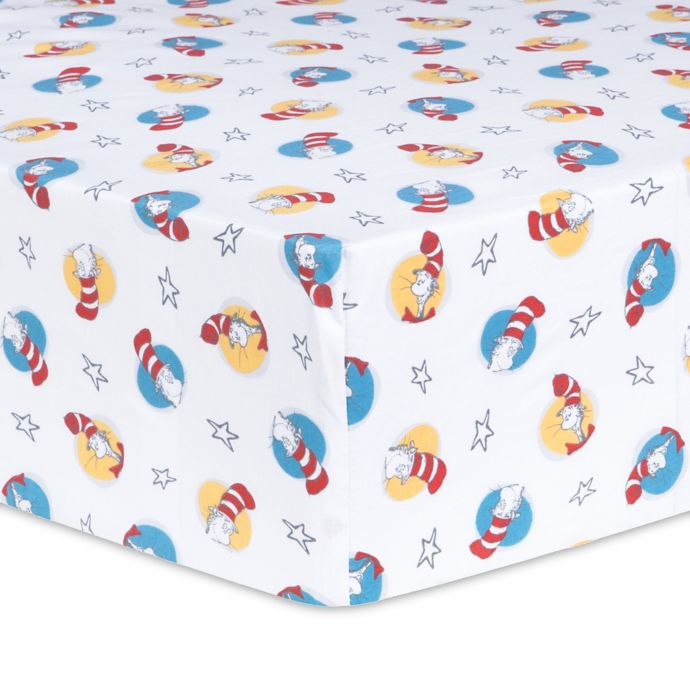 Trend Lab Dr Seuss Cat In The Hat Fitted Crib Sheet In Red Blue