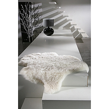 Natural 100% Icelandic Sheared Sheepskin 2-Foot x 3-Foot Accent Rug in White. View a larger version of this product image.