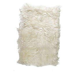 Natural 100% Icelandic Sheepskin Square Patch 4-Foot x 6-Foot Area Rug in White