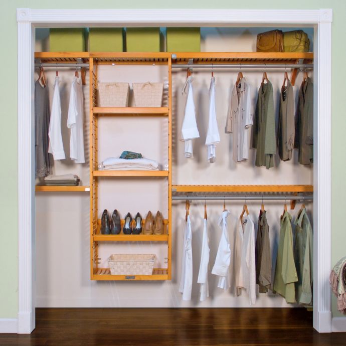 John Louis Home Simplicity Closet Organizer In Honey Maple Bed