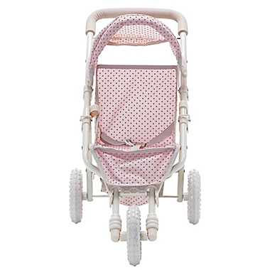 Olivia&#39;s Little World Polka Dots Princess Baby Doll Jogging Stroller in Pink/Grey. View a larger version of this product image.