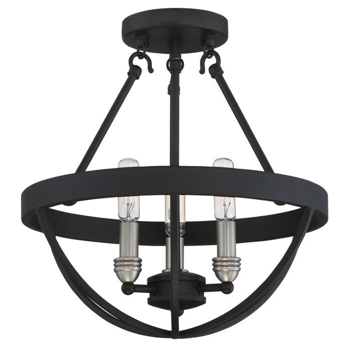 Dark Nickel Ceiling Pendant Fluorescent Over Sink quoizel basin 3 light semi flush ceiling light in earth black brushed nickel