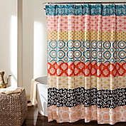 Bohemian Stripe Shower Curtain in Turquoise/Orange