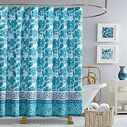 Jessica Simpson Aqua Flora Shower Curtain in Blue