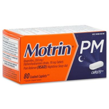 Motrin&reg; PM 80-Count Nighttime Sleep-Aid Coated Ibuprofen Caplets. View a larger version of this product image.