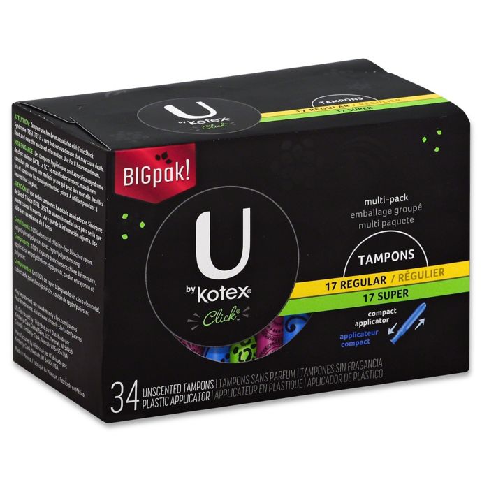 U By Kotex Click 34 Count Unscented Regular And Super Tampon Multipack Bed Bath Beyond