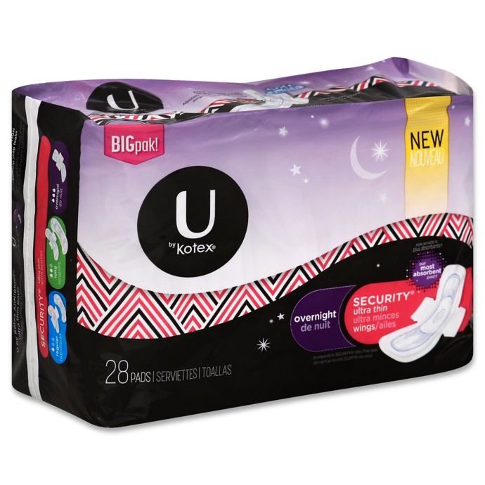 U By Kotex 28 Count Overnight Security Ultra Thin Pads With Wings Bed Bath Beyond