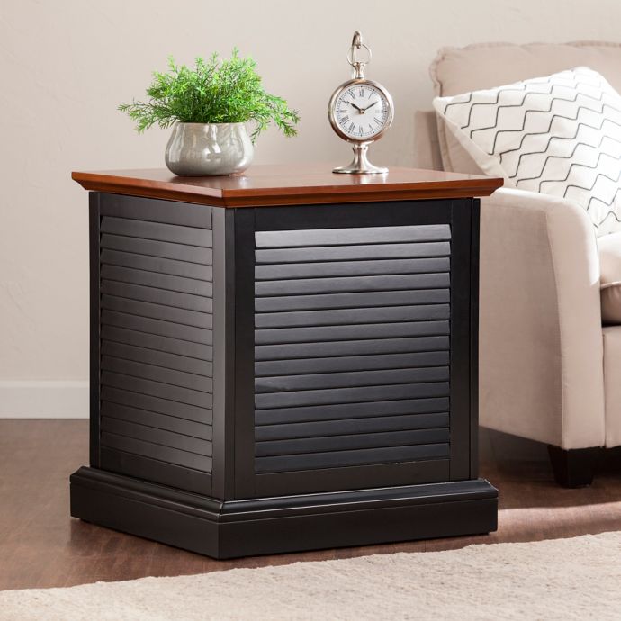 Southern Enterprises Abram Louvered Trunk End Table in Black Bed Bath