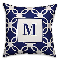 Designs Direct Geo Prep Collection Locking Circles Square Throw Pillow in Blue