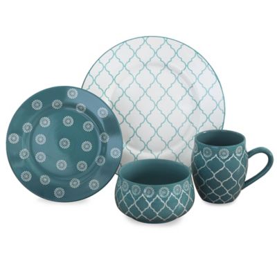 Baum Moroccan 16-Piece Dinnerware Set in Turquoise