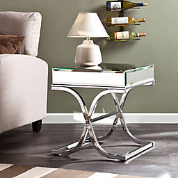 Southern Enterprises Ava Mirrored End Table in Chrome