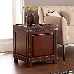 Southern Enterprises Amherst Trunk End Table in Dark Cherry