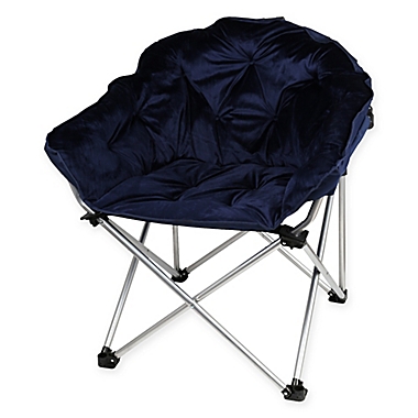 Folding Faux Mink Club Chair in Navy. View a larger version of this product image.